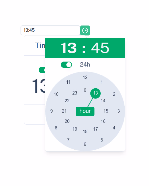 TimePicker met ClockDial.vue
